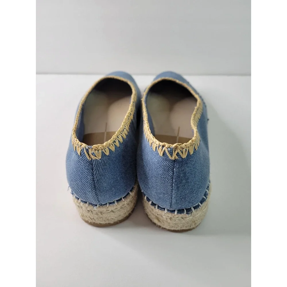 Dolce Vita Blue Denim Espadrille Flats Woven Trim Slip On Shoes sz 9